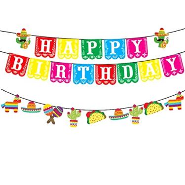 Imagem de CPTBAG Cinco De Mayo Faixa de Aniversário para Decorações de Festa de Aniversário Fiesta Mexicana Pinata Sombrero Guirlanda Banner Sinal Decoração de Festa para Verão Tema Luau Festa Fiesta Artigos de Festa