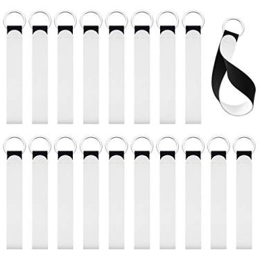 Imagem de 20 peças de cordão de pulso de neoprene em branco com alça de neoprene e chaveiro de pulso para mulheres e meninas