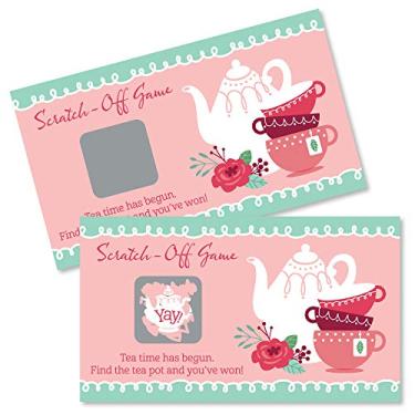 Imagem de Big Dot of Happiness Floral Let’s Par-Tea - Garden Tea Party Game Scratch Off Cards - 22 Count