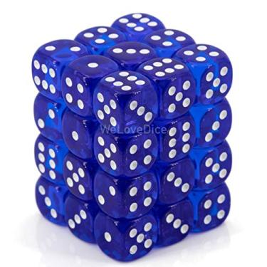 Imagem de Chessex Dice d6 Sets: Blue with White Translucent - 12mm Six Sided Die (36) Block of Dice
