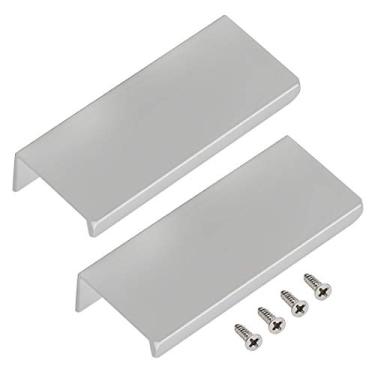 Imagem de LC LICTOP Puxadores de borda para armários, puxadores de dedo de liga de alumínio de 8 cm, puxadores ocultos de gaveta para cozinha, cômoda, guarda-roupa, espaçamento de orifício de 6 cm, 2 puxadores