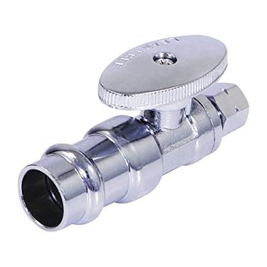 Imagem de Midline Valve 93325QS-NL-Q Válvula de parada reta com prensa de 1/4, 1,27 cm (1/2") de pressão x 0,63 cm (1/4"), latão cromado