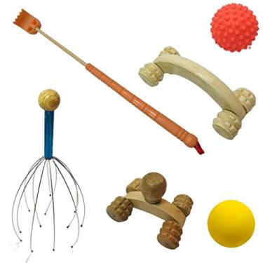 Imagem de Massageadores De Madeira Corpo Facial Pescoço Costas Pés Kit Para Bem Estar Fisioterapia Relaxamento - 6 Peças (C)-Luiggi Presentes®