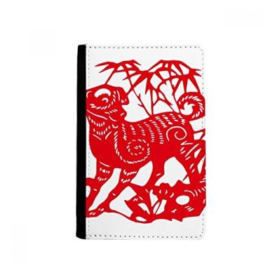 Imagem de Porta-passaporte de cachorro de ano novo corte de papel chinês capa carteira porta-cartão, Multicolorido.