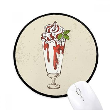 Imagem de Tapete de mouse redondo para computador com folhas vermelhas e brancas