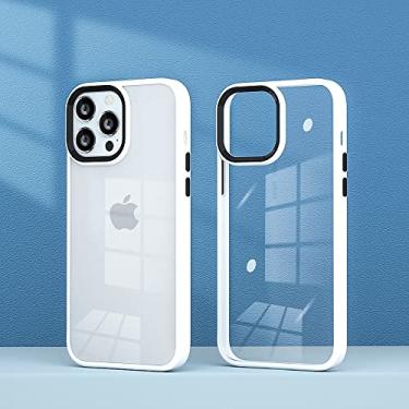 Imagem de Para iPhone 14 13 11 12 Pro Max Mini Case Transparente Acrílico Silicone Shell Metal Button Para iphone SE2020 X XR XS MAX 7 8 Plus, Branco, Para iPhone 14 Plus