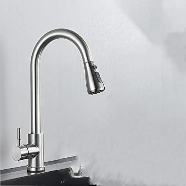 Imagem de Torneira quente e fria, torneira da pia da cozinha, torneira montada no convés, torneira misturadora, cozinha do banheiro, níquel escovado B, tamanho único