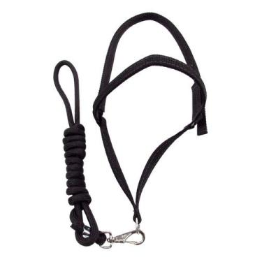 Imagem de Cabresto Para Pônei Preto De Fita Com Regulagem Inox