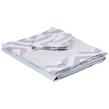 Imagem de Biramar Baby Lencol Berco 3 Pcs Percal 180 Fios Estampado Brooklyn Chevron Cinza/Azul Azul