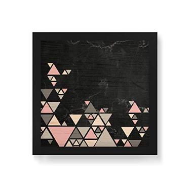 Imagem de Arte Maníacos Quadro Decorativo em Madeira Escandinava Preta Triangulos - 30x30cm (Moldura caixa em laca preta)