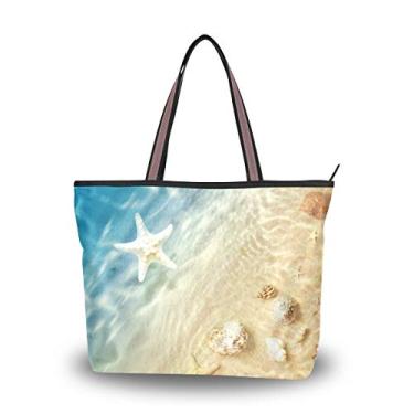 Imagem de Bolsa feminina My Daily Fashion, bolsa de ombro estilo chique com estrela do mar e concha grande, Multicoloured, Large