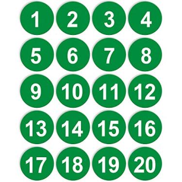 Imagem de Adesivos grandes autoadesivos, Number Stickers Green 1-20 (White Number on Green Background)