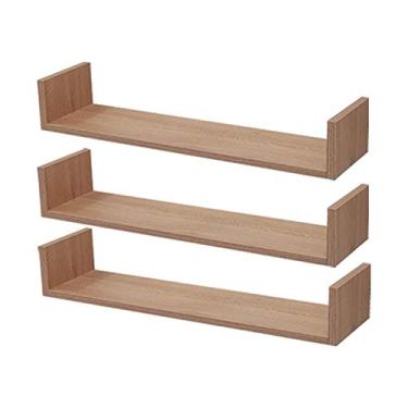 Imagem de Kit 3 Prateleiras U 100 x 10cm Carvalho Suporte Invisível
