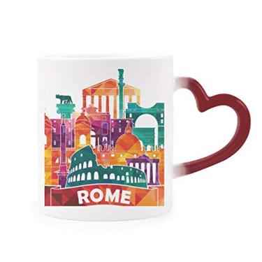 Imagem de Caneca Itália Roma Paisagem Alfândega Marco Sensível ao Calor Caneca de Grés Mudança de Cor Vermelha