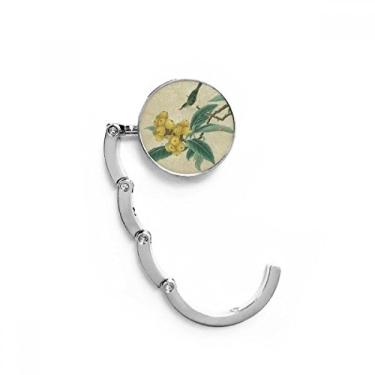 Imagem de Loquat bordado figura de pena com pintura chinesa gancho de mesa decorativo fecho dobrável gancho