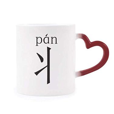 Imagem de Caneca com componente de personagem chinês sensível ao calor, copo de grés que muda de cor vermelha
