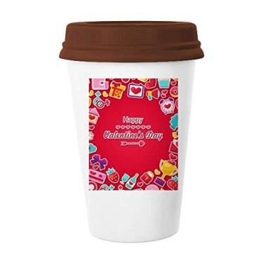 Imagem de Caneca vermelha Feliz Dia dos Namorados Coração Caneca Café Copo Cerâmica Copo Copo