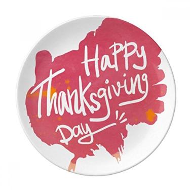 Imagem de Prato de Ação de Graças com estampa de aquarela rosa de porcelana salver louça de jantar