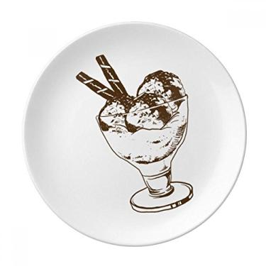 Imagem de Barra de chocolate marrom placa de bola de sorvete de porcelana decorativa salver louça de jantar