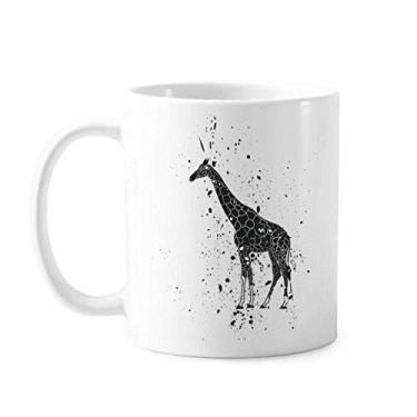Imagem de Caneca cinza de desenho de girafa Caneca de cerâmica para café e porcelana