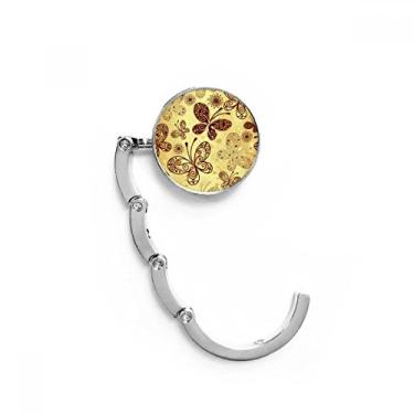 Imagem de Gancho de mesa de papel de parede com borboleta amarela e fecho decorativo dobrável