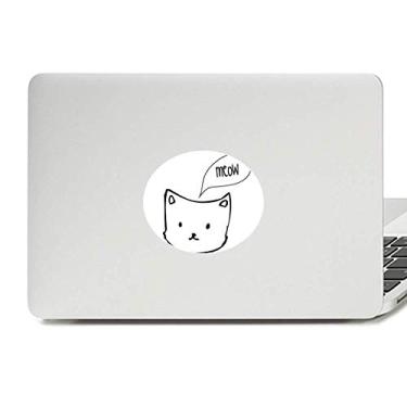 Imagem de Adesivo de notebook branco com emblema de animal mewing com cabeça de gato