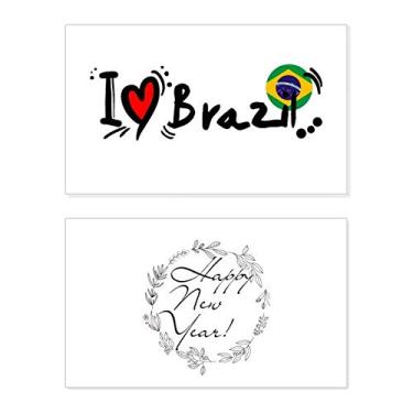 Imagem de I Love Brazil Bandeira da Palavra Love Heart Ilustration Festival Ano Novo Cartão de felicitações Bless Mensagem presente