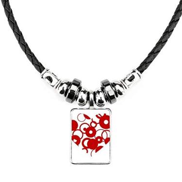 Imagem de DIYthinker Colar vermelho de coração para o Dia dos Namorados Joia Torque Pingente de corda de couro