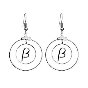 Imagem de Brincos com silhueta de alfabeto grego beta preto pendentes joia círculo gota