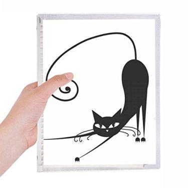 Imagem de Caderno de arte de animal de Halloween com desenho de gato preto esticável diário de folhas soltas recarregável