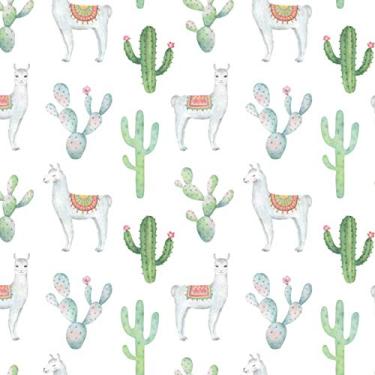 Imagem de Papel de Parede Cactos e Lhama para Quarto Infantil 57x270cm