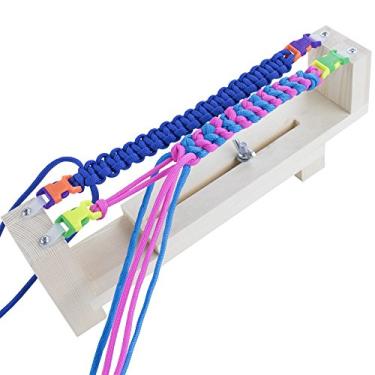 Imagem de Bracelete de paraquedas West Coast com 550 cordas e fivelas – Kit de fabricação de pulseiras ajustáveis – Ferramenta de artesanato de paraquedas de trançamento de cordão de paraquedas DIY – Base de madeira