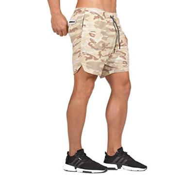 Imagem de Elonglin Masculino Calções de Treino Para Ginástica Calções de Corrida 2 em 1 Calções Curta de Secagem Rápida com Fecho de Correr F G