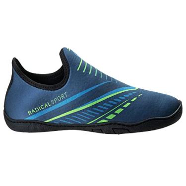 Imagem de Sapatilha Aquatica Tenis Hibrido Flexível Versátil Top AS313 Cor:Azul Marinho/Neon;Tamanho:37