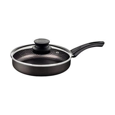 Imagem de Frigideira Reta Tramontina Paris em Alumínio com Revestimento Interno e Externo em Antiaderente Starflon Max Chumbo com Tampa de Vidro 22 cm 1,7 L