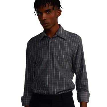 Imagem de Camisa VR Masculina Casual Flanela Xadrez Light Logo Cinza Mescla Escuro-Masculino