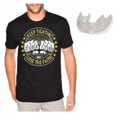 Imagem de Camiseta Jiu Jitsu Camisa MMA 100% Algodão + Protetor Bucal-Unissex