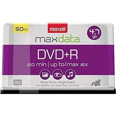 Imagem de Maxell MAX639013 mídia gravável em DVD, DVD+R, 16x, 4,70 GB, pacote com 50 eixos prata