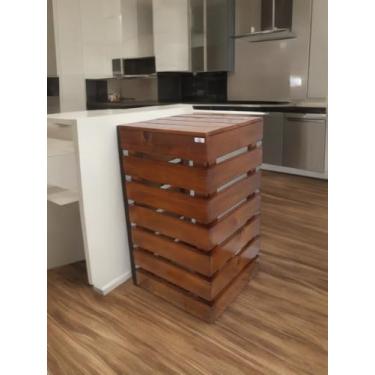 Imagem de Capa para botijão a gás de madeira maciça 45x45x80 Cor:Médio