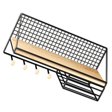 Imagem de IMUSINICE Rack de armazenamento de moldura decorativa ferro forjado sem pregos sem perfuração Multifunções Rack de decoração de parede doméstico extra grande artefato de armazenamento prateleira de madeira para parede