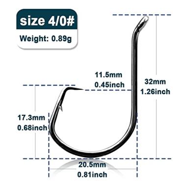 Imagem de Anzóis de pesca Círculo ganchos de pesca 25 50 50 pçs offset carpa pesca isca viva farpado ganchos catfish baixo polvo ganchos de pesca enfrentar água salgada Acessórios de pesca (Color : Size-4-0 Ga