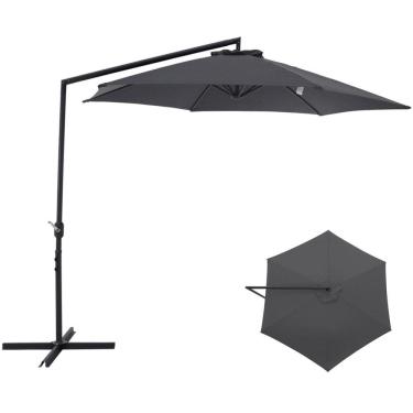 Imagem de Ombrelone Suspenso 3 Metros Aço Poliéster Jardim Veneza Cinza - 832008 Belfix