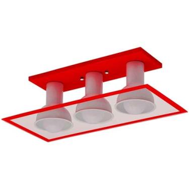 Imagem de Luminária de Teto Plafon de Sobrepor Quadrado p/ 03 Lâmpadas E27 em Vidro Startec