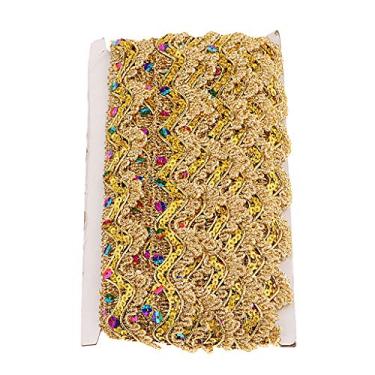 Imagem de 14 Yards Gold Lace Trim Fabric Sewing Embroidery Sequin Ribbon DIY Wedding Craft Accessories Hometextile Embroidered Polyester Lace Trimming 1.38inch - redcoding/1502 (Color : Gold)