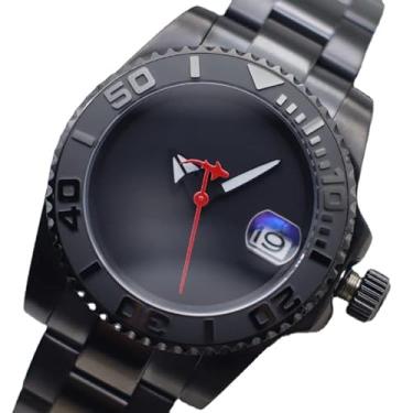 Imagem de Relógio masculino mecânico moda PVD preto aço inoxidável relógios automáticos para homens 5ATM à prova d'água clássico casual DIY design luminoso NH35 relógio de pulso 41 mm, Preto