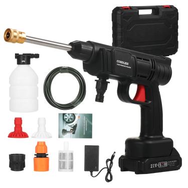 Imagem de HUIOP Lavador de carros,Lavadora de carros portátil sem fio 21V Limpador de alta pressão elétrico 24,5Bar Planta de lavagem de carros Máquina de rega 1500mAh Bateria de lítio Handheld Dispositivo de l