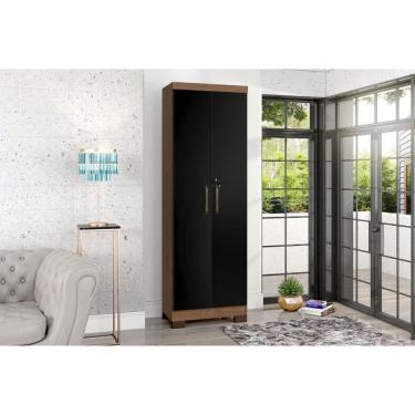 Imagem de Armário Multiuso 2 Portas e 4 Prateleiras Max Plus Zanzini Marrom/Preto