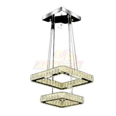 Imagem de Lustre Pendente Espelhado Cristal K9 Legítimo Led Integrado 60w Quadrado Luz 3em1 - Led+