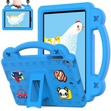 Imagem de QYiiD Capa infantil para iPad Mini 5/Mini 4 (5ª/4ª geração 7,9 polegadas), proteção total à prova de choque, alça dobrável, alça de ombro, suporte de EVA para iPad Mini 3 2 1, azul claro