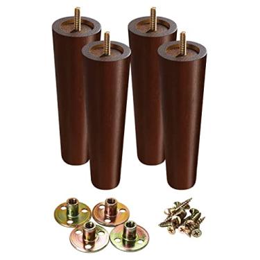 Imagem de Conjunto de 4 pernas de sofá de madeira de 20 cm, pés de móveis de madeira marrom, pés de sofá, cômoda moderna de meados do século, pés de substituição para cadeira, armário, poltrona, mesa ou